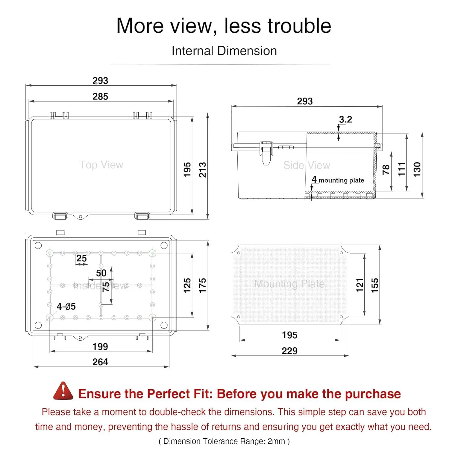 QILIPSU Waterproof Junction Box Outdoor Electrical Enclosure IP67 Plastic Weatherproof Project Box with Mounting Plate, Wall Brackets, Hinged Grey Cover 11.2"x7.7"x5.1"