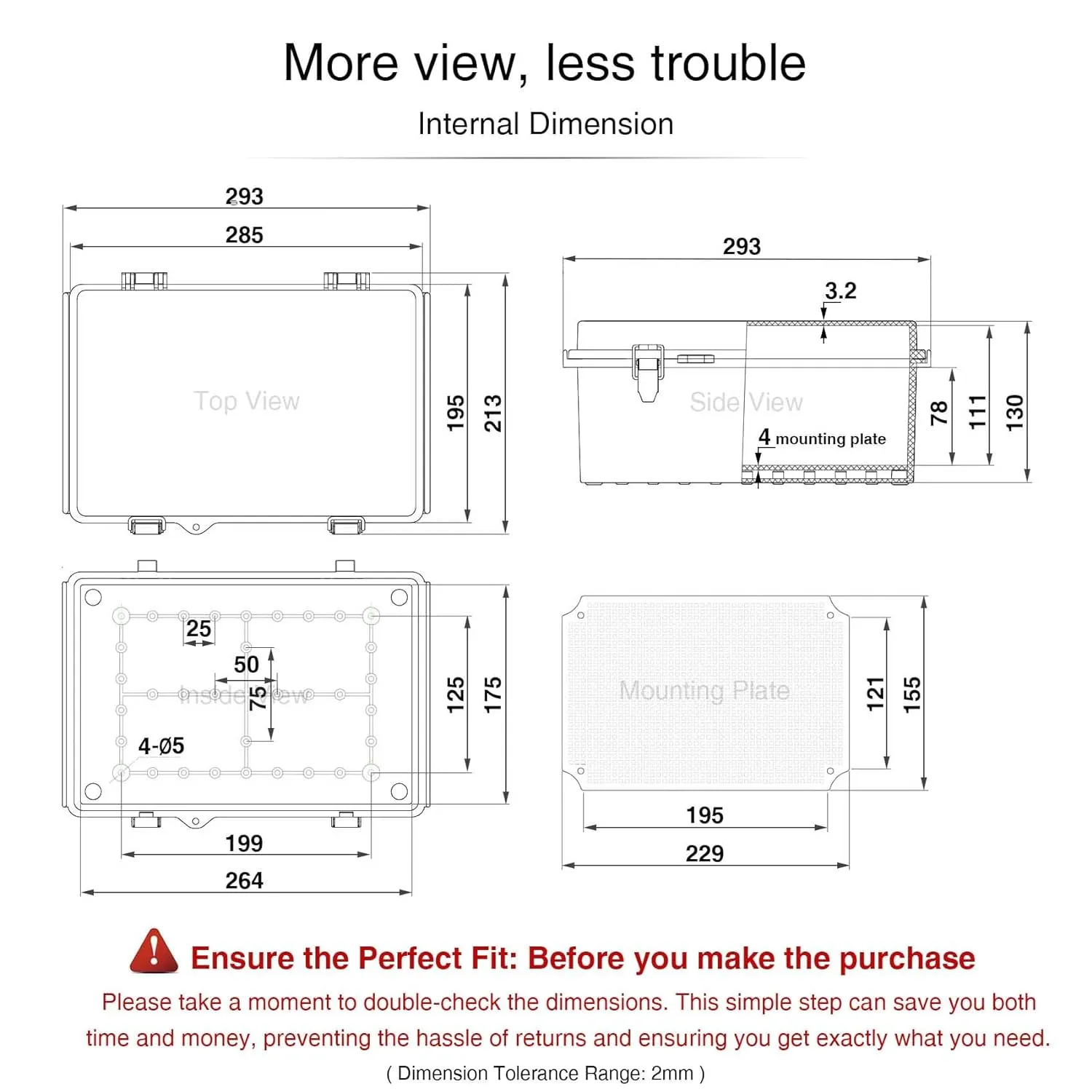 QILIPSU Waterproof Junction Box Outdoor Electrical Enclosure IP67 Plastic Weatherproof Project Box with Mounting Plate, Wall Brackets, Hinged Grey Cover 11.2"x7.7"x5.1"