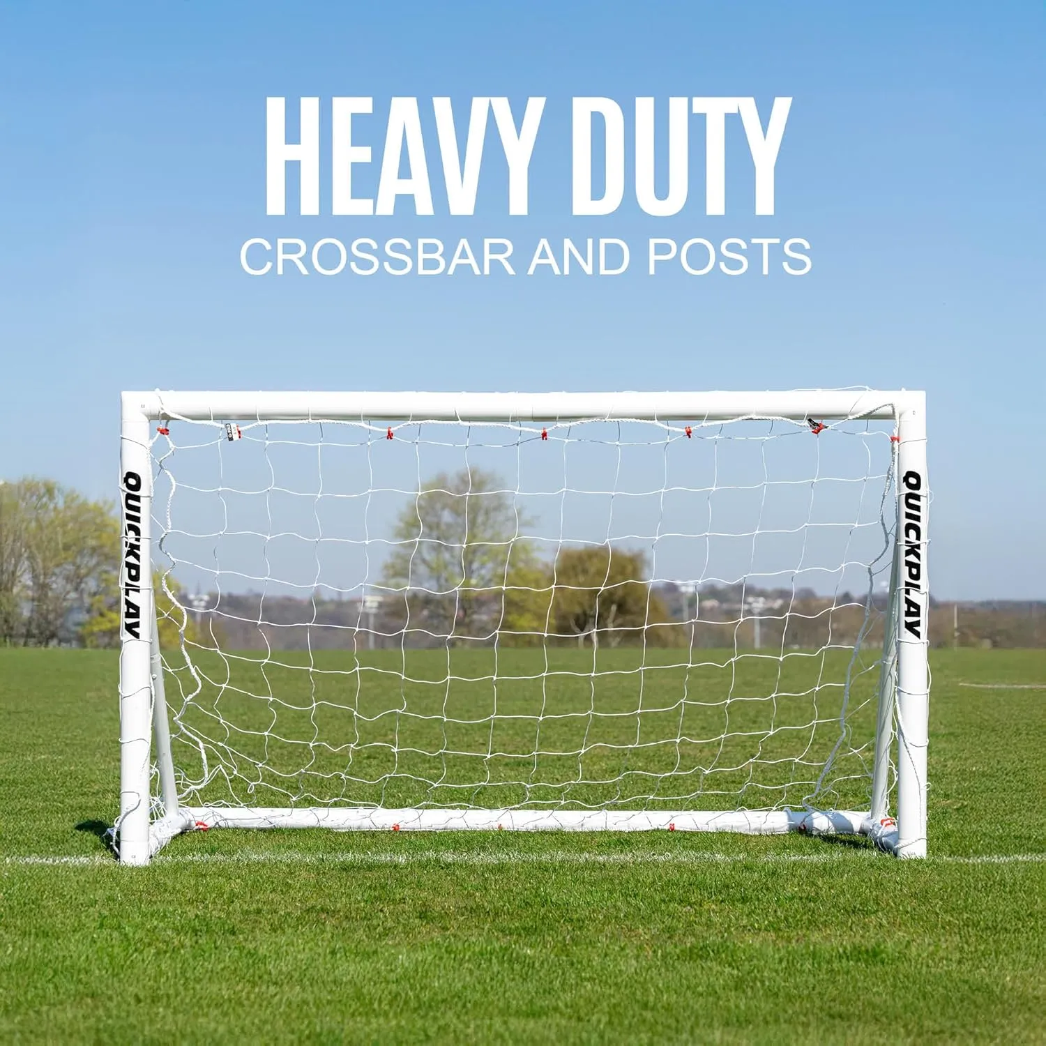 QUICKPLAY Q-Fold Soccer Goal | 30-Second Folding Design for Easy Setup | Portable & Weatherproof uPVC Soccer Goal for Backyard | Durable Post for Adults & Kids