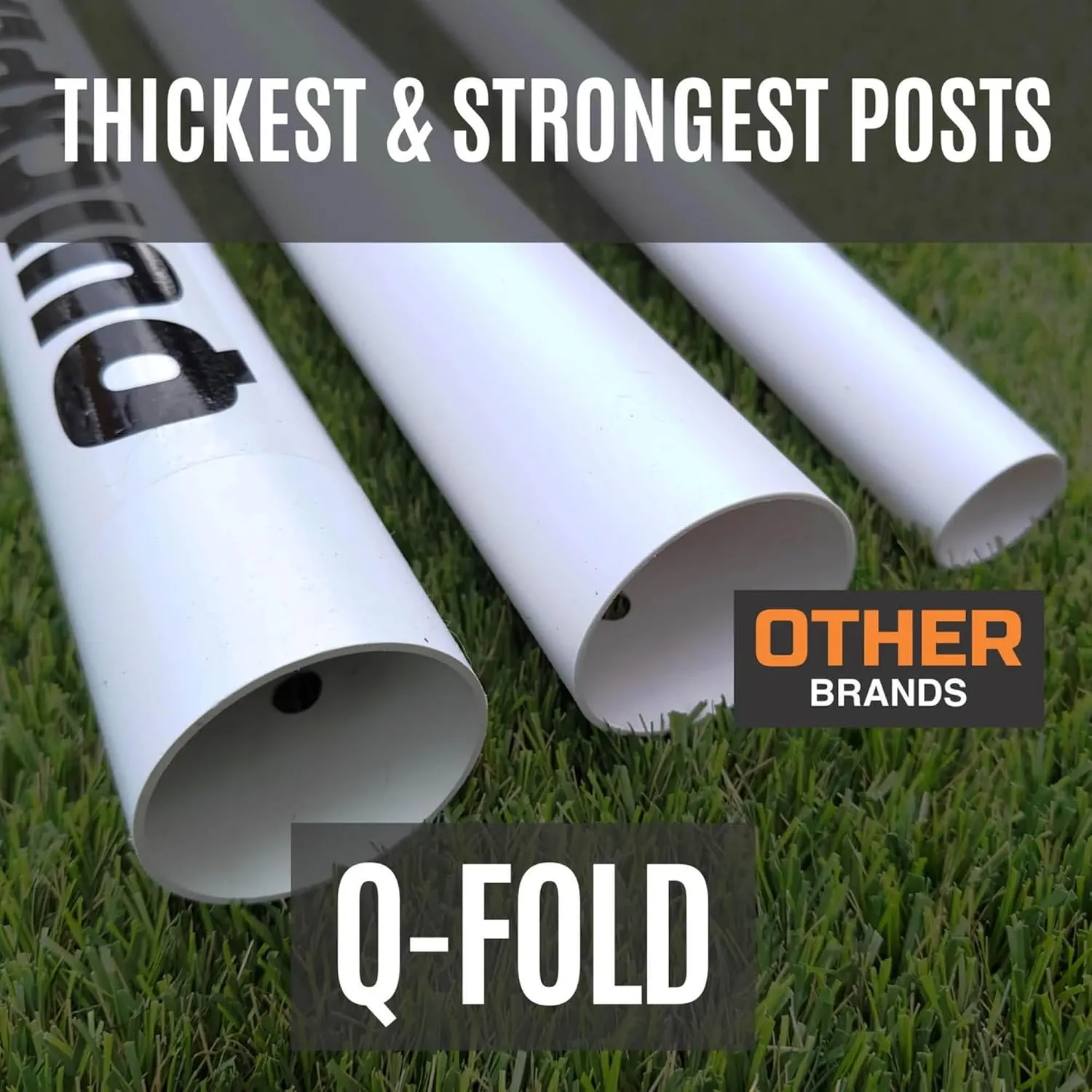 QUICKPLAY Q-Fold Soccer Goal | 30-Second Folding Design for Easy Setup | Portable & Weatherproof uPVC Soccer Goal for Backyard | Durable Post for Adults & Kids