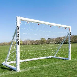 QUICKPLAY Q-Fold Soccer Goal | 30-Second Folding Design for Easy Setup | Portable & Weatherproof uPVC Soccer Goal for Backyard | Durable Post for Adults & Kids