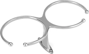 QWORK Boat Ring Cup Holder, Marine 316 Stainless Steel Double Ring Cup Drink Holder, Beverage Bottle Storage Rack, Fit Most Cups with a 3.5" Dia, for Marine Yachts Boats RV