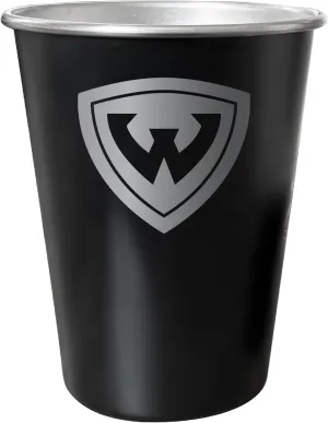 R and R Imports Wayne State 8 oz Engraved Tin Cup Black Matte Coating with Gift bag Officially Licensed 4-Pack