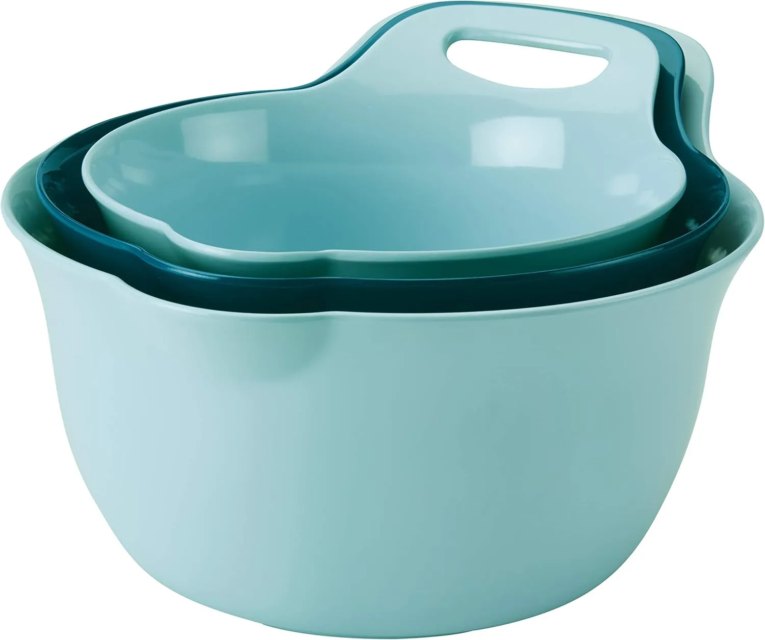 Rachael Ray Tools and Gadgets Mix and Measure Cooking / Baking Prep Set with Mixing Bowls, Measuring Cups, and Tools - 10 Piece, Light Blue and Teal