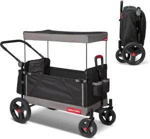 Radio Flyer Stroller Wagon for Kids Ages 1 and Up, Push and Pull Wagon with Canopy, Black