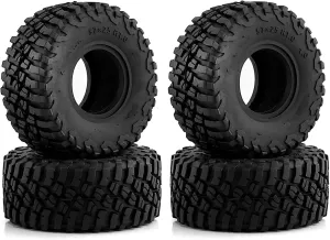 RC Wheel Tire Compatible with Axial for SCX24 for Bronco AX24 for TRX4M for FMS 1/18 1/24 RC Crawler Car 4pcs 57mm 1.0" Soft Rubber Wheel Tire Mud Tire