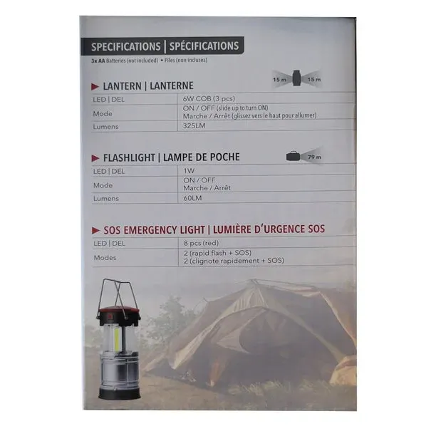 RCA 3-in-1 Retractable Lantern, Led Flashlight & SOS Mode- RFL0117