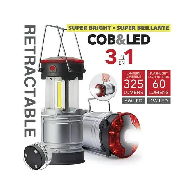 RCA 3-in-1 Retractable Lantern, Led Flashlight & SOS Mode- RFL0117