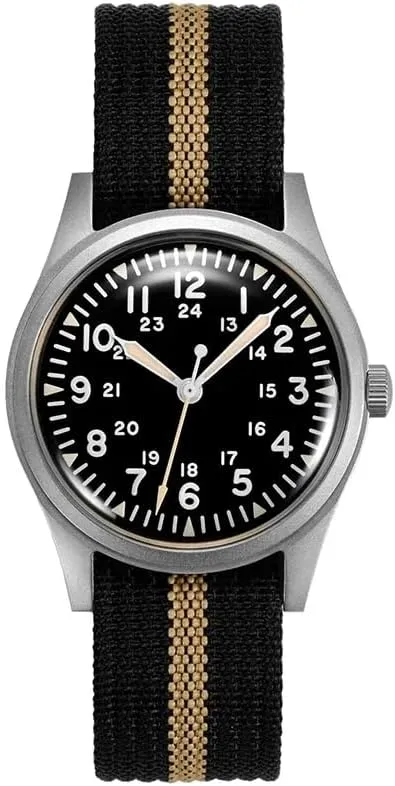 RDUNAE Military Watches for Men 34.5mm Quartz Watch Super 2035 Movement Luminous Retro Mens Watch with Rugged Nylon Band 50m Waterproof…