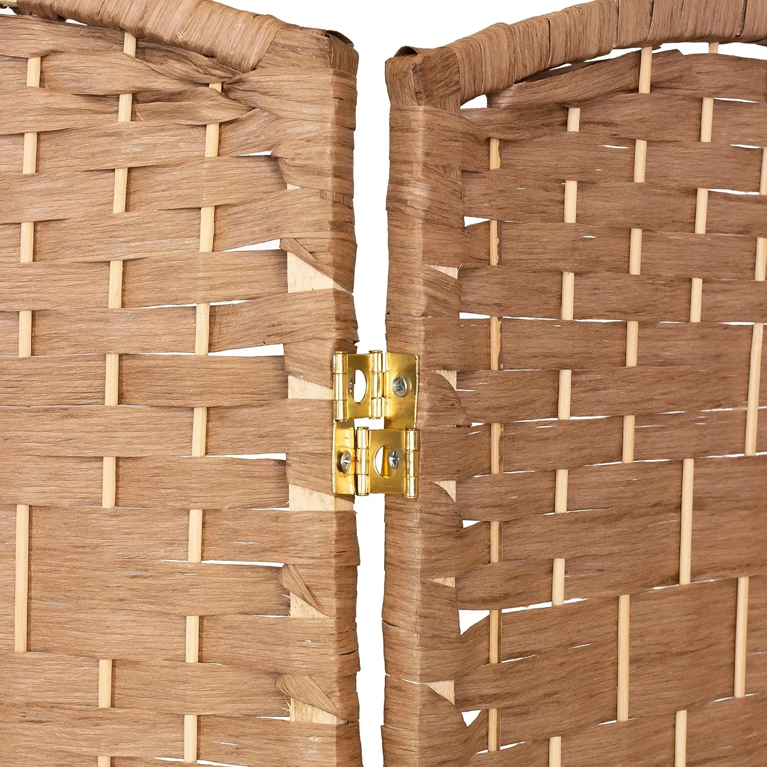 Red Lantern 2 ft. Short Diamond Weave Fiber Folding Screen - Natural - 8 Panel