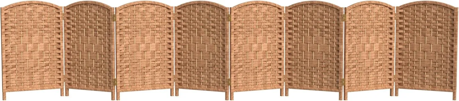 Red Lantern 2 ft. Short Diamond Weave Fiber Folding Screen - Natural - 8 Panel