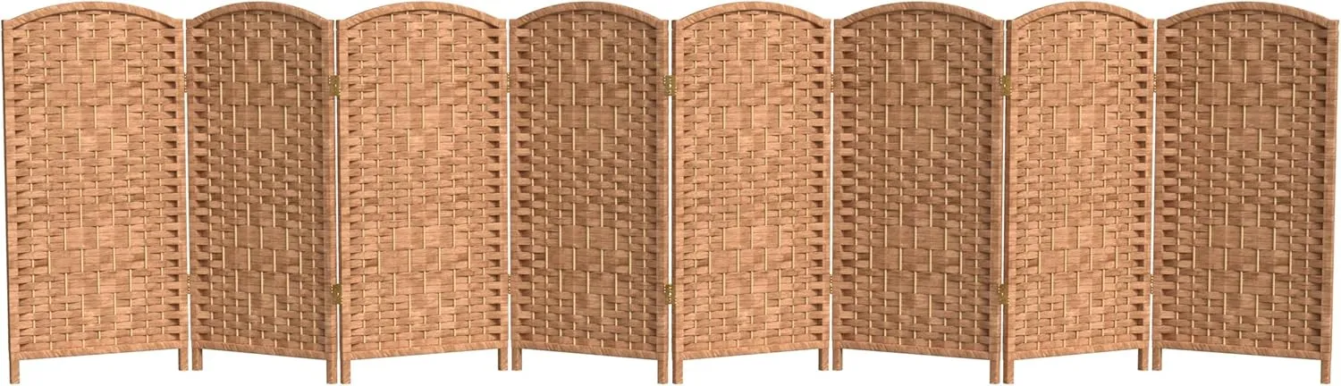 Red Lantern 3 ft. Short Diamond Weave Fiber Folding Screen - Natural - 8 Panel