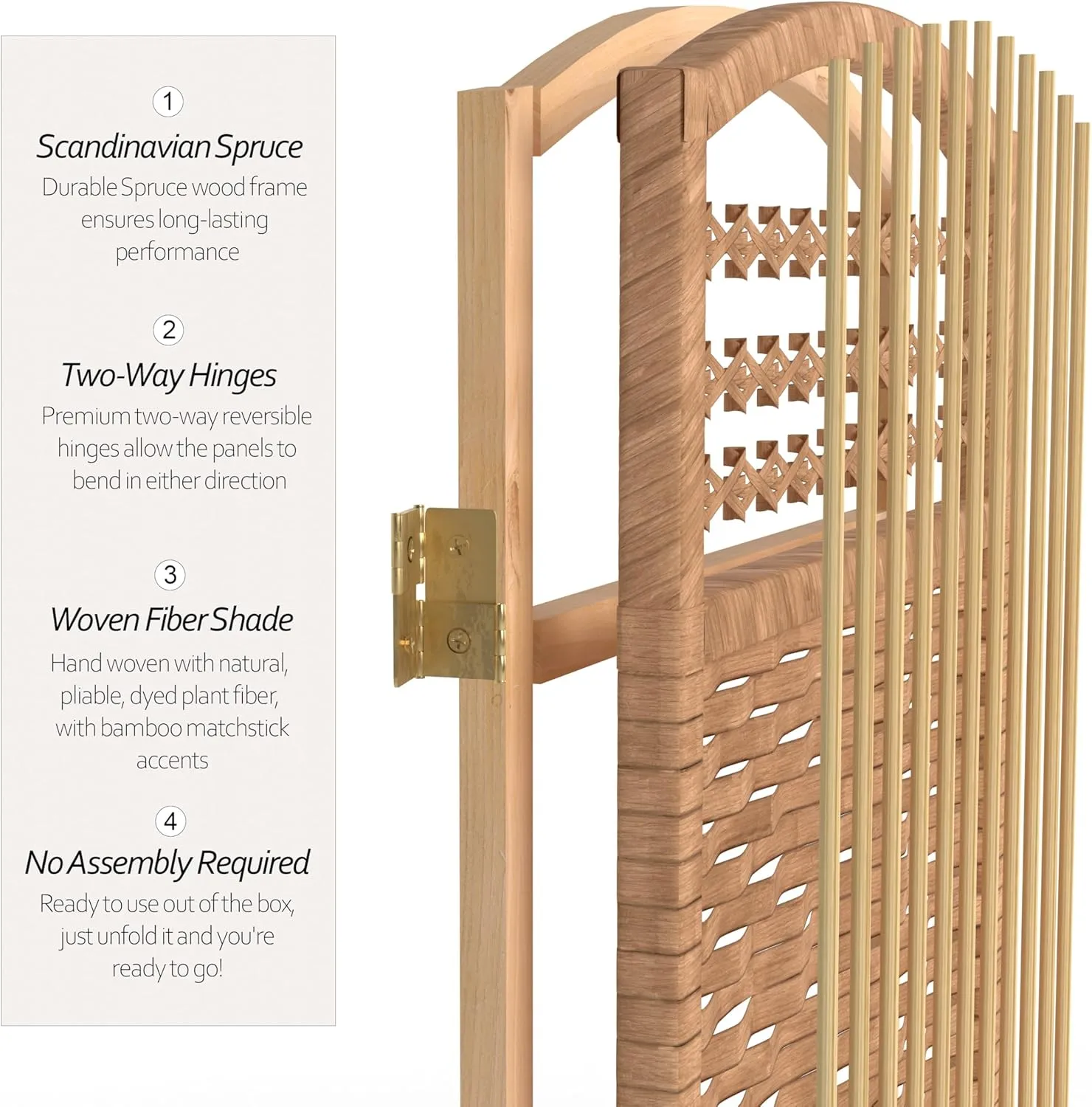 Red Lantern 5 1/2 ft. Tall Fiber Weave Room Divider-Natural-5 Panel