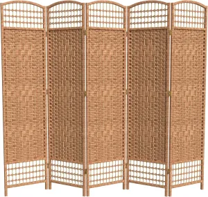 Red Lantern 5 1/2 ft. Tall Fiber Weave Room Divider-Natural-5 Panel