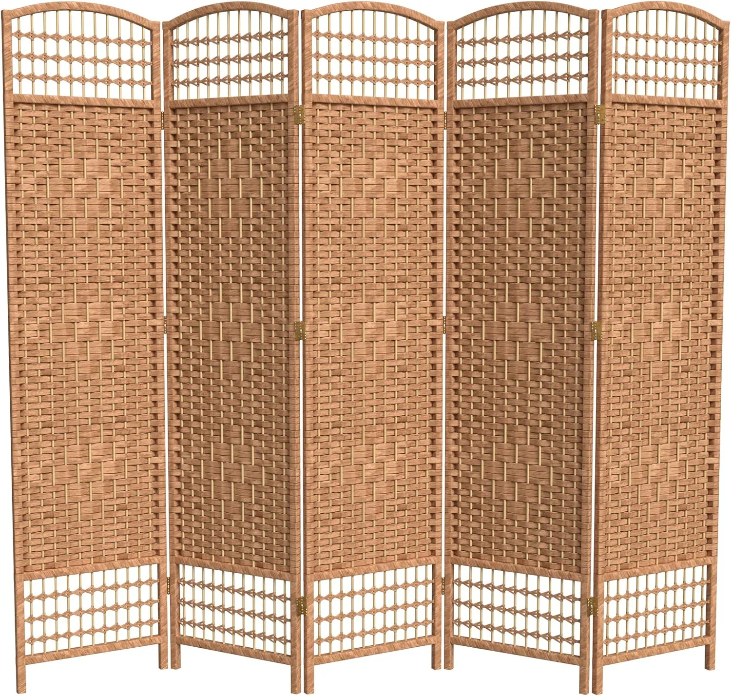 Red Lantern 5 1/2 ft. Tall Fiber Weave Room Divider-Natural-5 Panel