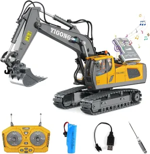 Remote Control Excavator Toy for Boys Ages 6 ,11-Channel RC Excavator Toy,with Metal Shovel,2.4Ghz RC Construction Vehicle,Ideal Gifts for Kids on Birthday,Christmas