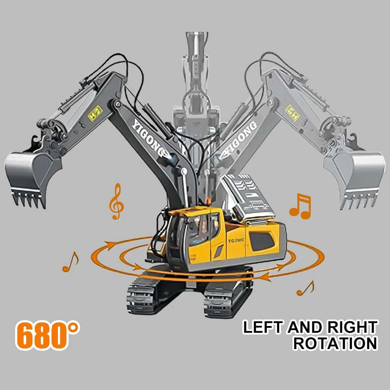 Remote Control Excavator Toy for Boys Ages 6 ,11-Channel RC Excavator Toy,with Metal Shovel,2.4Ghz RC Construction Vehicle,Ideal Gifts for Kids on Birthday,Christmas