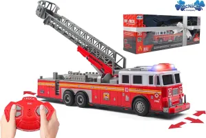 Remote Control Fire Truck – Premium Battery-Powered RC Fire Engine Toy with Flashing Lights, Realistic Sirens, Extendable Ladder – Perfect Toy Gift for Toddlers, Kids & Fire Truck Toy Enthusiasts