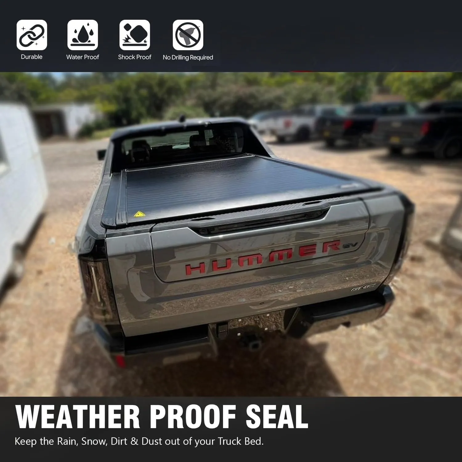 Retractable Hard Truck Bed Tonneau Cover Compatible for GMC Hummer EV 2022 2023 2024 2025 High Grade Aluminum Bed Cover with Lock Pickup Accessories(Key Lock)