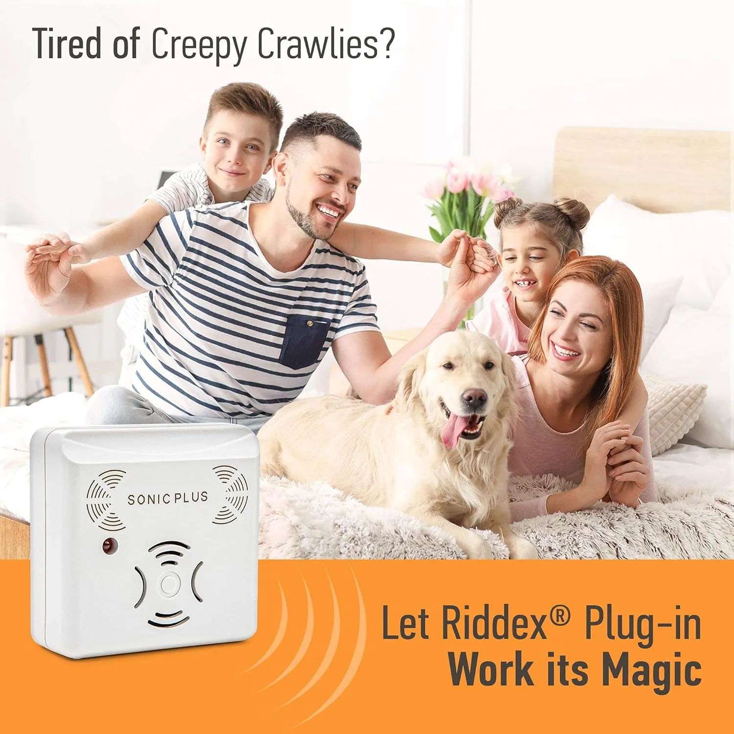 Riddex Sonic Plus Ultrasonic Pest Repeller, Plugs in with extra Outlets Indoor Use - Insect Repellent - Bug Repellents for Home Defense - Protect Against Rodents & Insects, Chemical Free(3 Pack White)