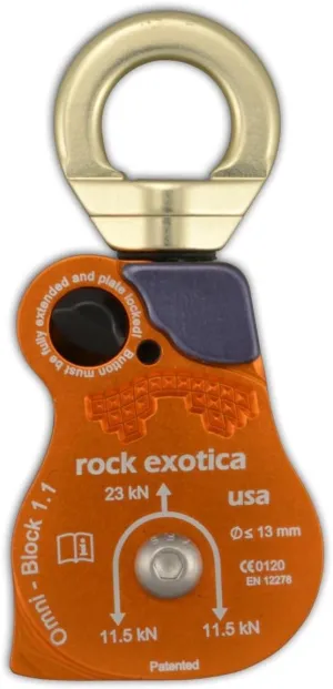 Rock Exotica Omni-Block 1.1" Single Swivel Pulley – High-Strength Swivel Pulley with Sideplate Access for Rigging – Made in The USA