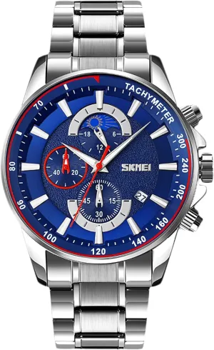 RORIOS Mens Watches Waterproof Analogue Quartz Watch with Stainless Steel Brecelet Fashion Chronograph Watch Watch for Men