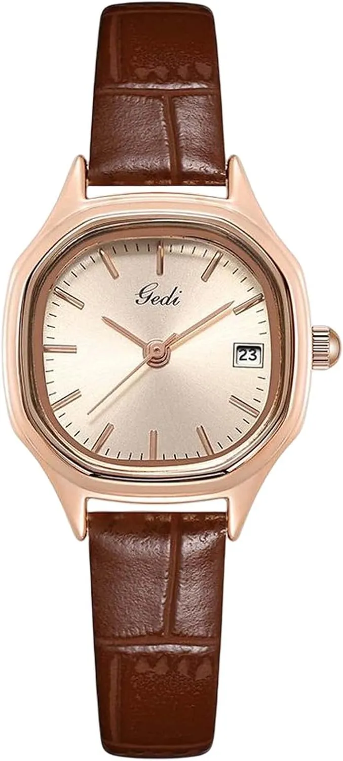 RORIOS Women Watches Square Watches Analog Quartz Watch with Leather Strap Simple Dress Waterproof Wristwatch