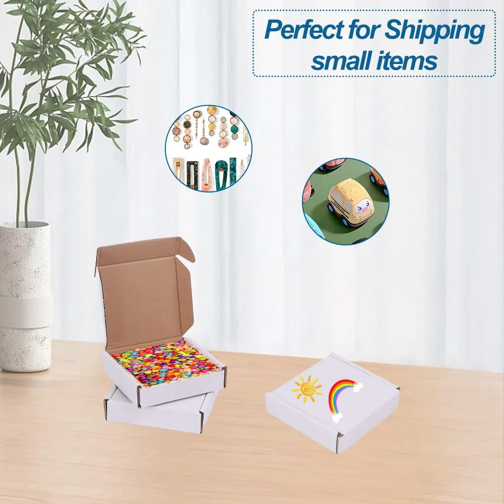 ROTCH 4x4x1'' 200 Pack Small Shipping Boxes, Corrugated Cardboard Mailers, White (M441-200-W)