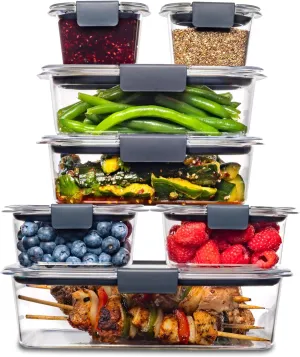Rubbermaid Brilliance Food Storage Containers, 14 Piece Plastic Containers with Lids, BPA-Free, Leak Proof, Clear