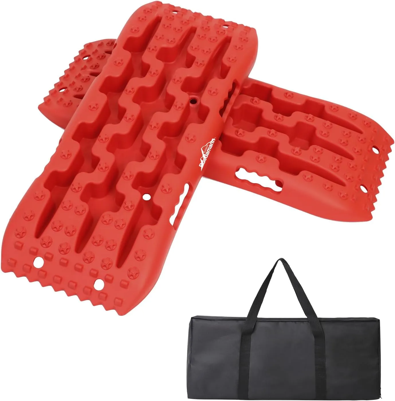 Ruedamann 27" Off Road Traction Boards, 2 Pcs Recovery Traction Boards for Sand, Mud, Snow, Tire Traction Pads for 4WD Truck, Jeep, SUV and RV, 7 Tons Per Pair Traction Pads with Carry Bag, Red