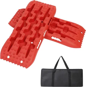 Ruedamann 27" Off Road Traction Boards, 2 Pcs Recovery Traction Boards for Sand, Mud, Snow, Tire Traction Pads for 4WD Truck, Jeep, SUV and RV, 7 Tons Per Pair Traction Pads with Carry Bag, Red