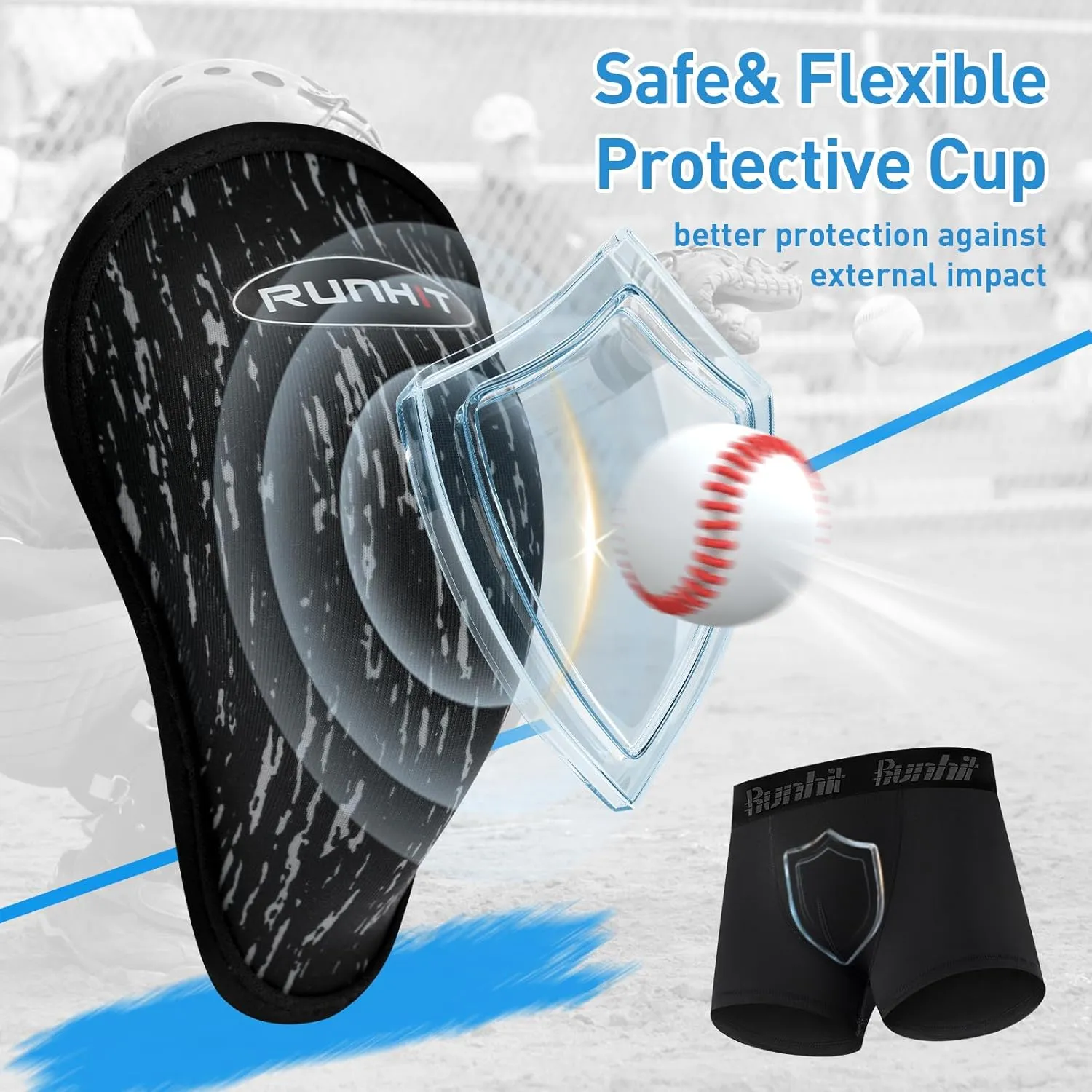 Runhit Boys Baseball Cup Underwear Football Cup Boxer Brief Youth Compression Shorts with Soft Protective Athletic Cup
