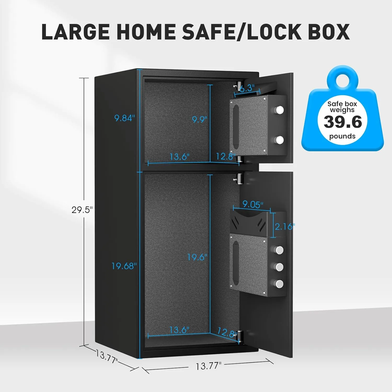 SAFE,6.5 Cu ft Large Safe Box Fireproof Waterproof, Money Safe With Mute Function and LED Light,Digital Keypad Home Safe with Deposit Slot & Dual Alarm System, Security Box for Money Valuables