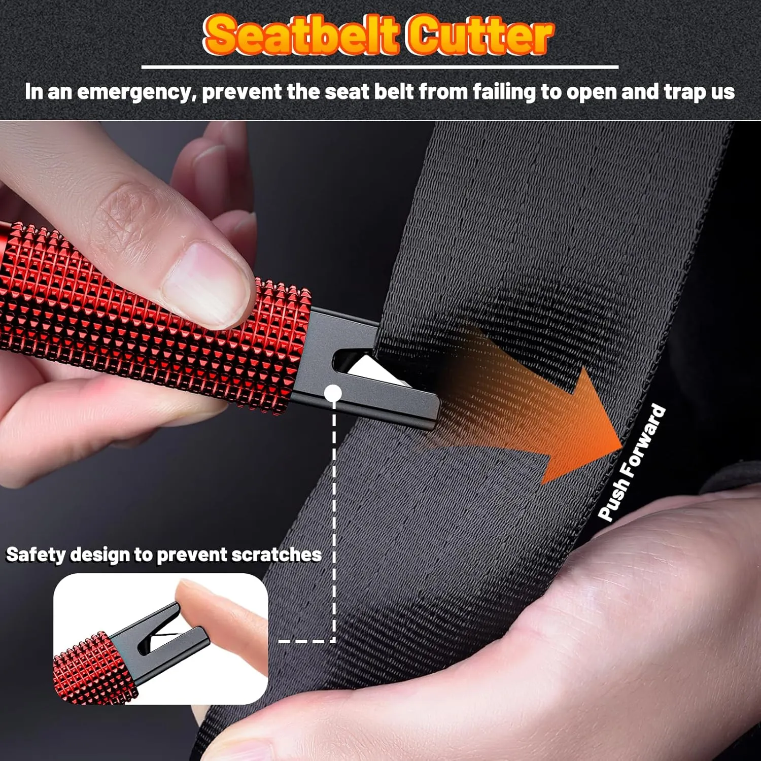 Safety Hammer - Safe Hammer Glass Breaker Under Water, Upgraded Antiskid, Car Hammer Seatbelt Cutter Car Window Breaker Emergency Escape Tool, Safe Hammer Glass Breaker for New Cars (2PCS Red)