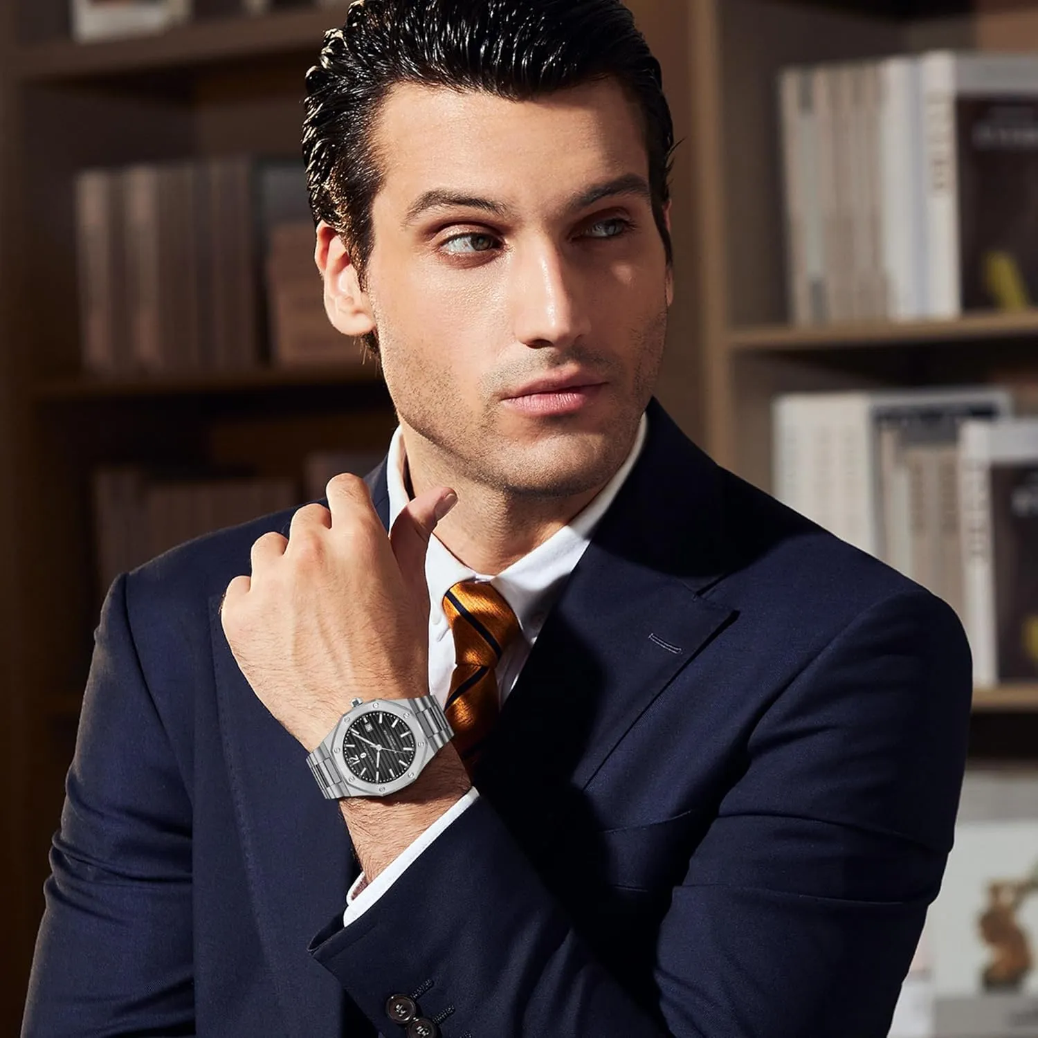 SAPPHERO Men's Watches Mechanical Automatic Watches for Men Date Luxury Analog 50 Meter Waterproof Business Sports Stainless Steel Strap Wristwatches for Man