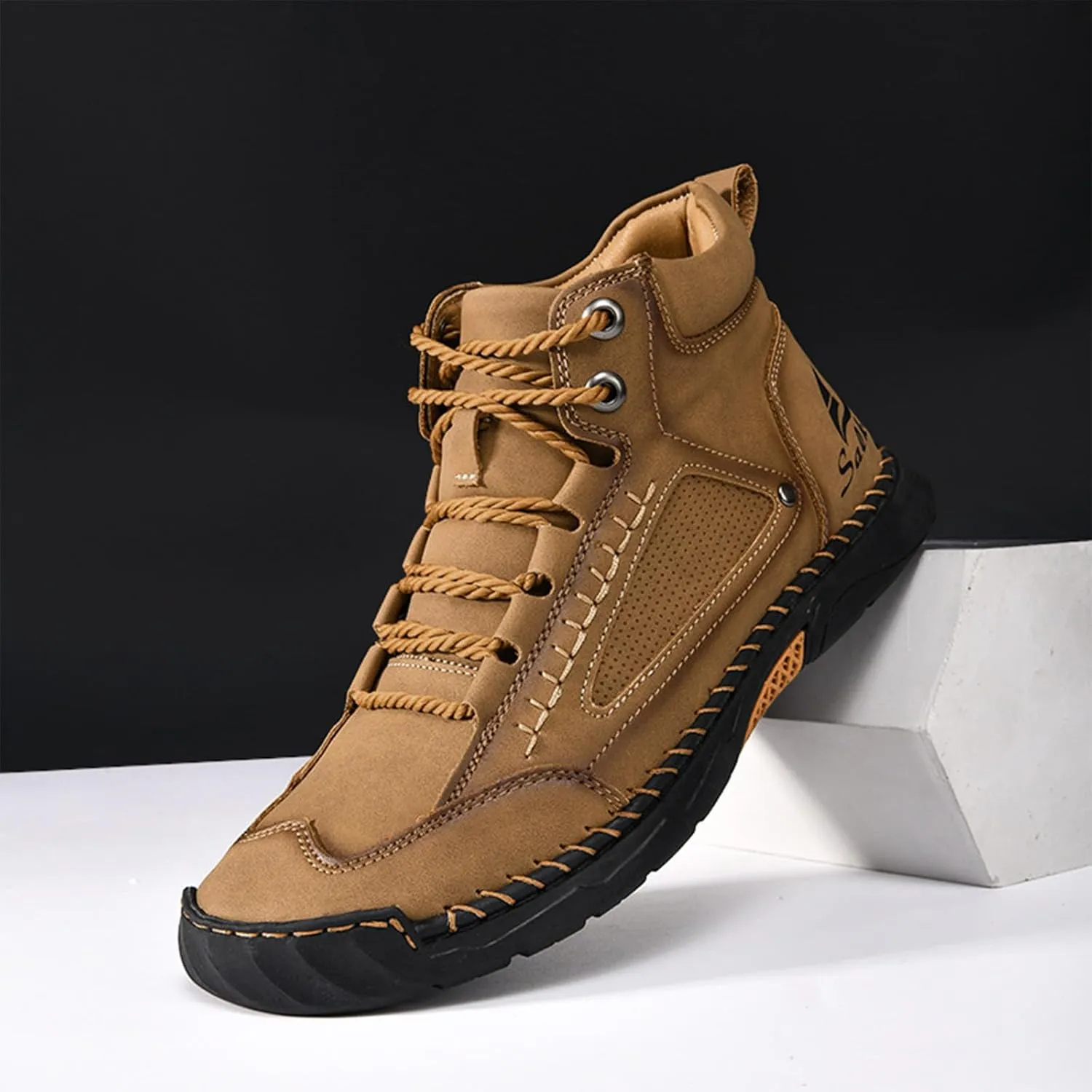 Sawbehind Boots, Men's Comfortable Handmade Leather Boots, Outdoor Leather Boots Wide, Waterproof, Arch Support Shoes