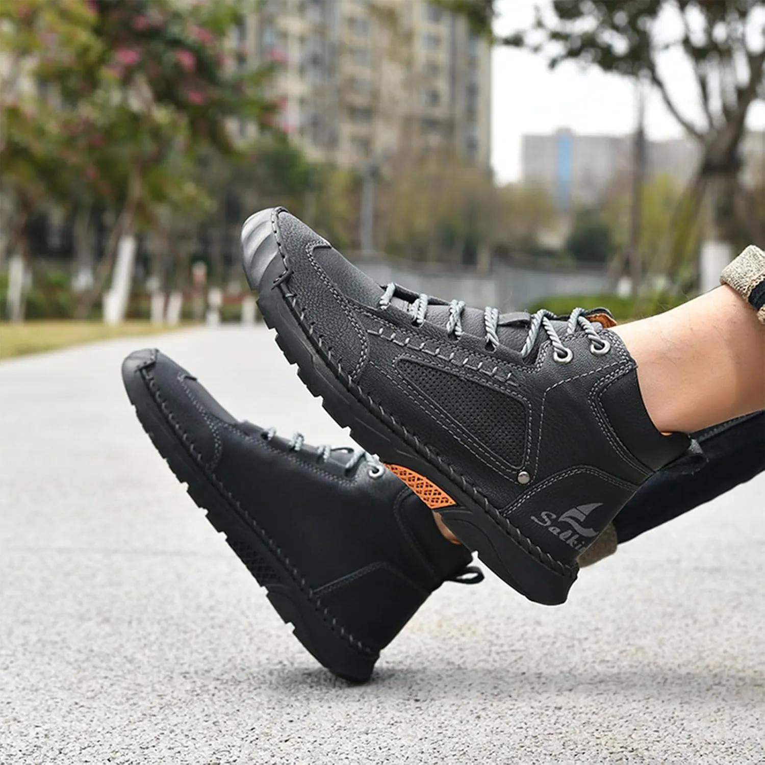 Sawbehind Boots, Men's Comfortable Handmade Leather Boots, Outdoor Leather Boots Wide, Waterproof, Arch Support Shoes
