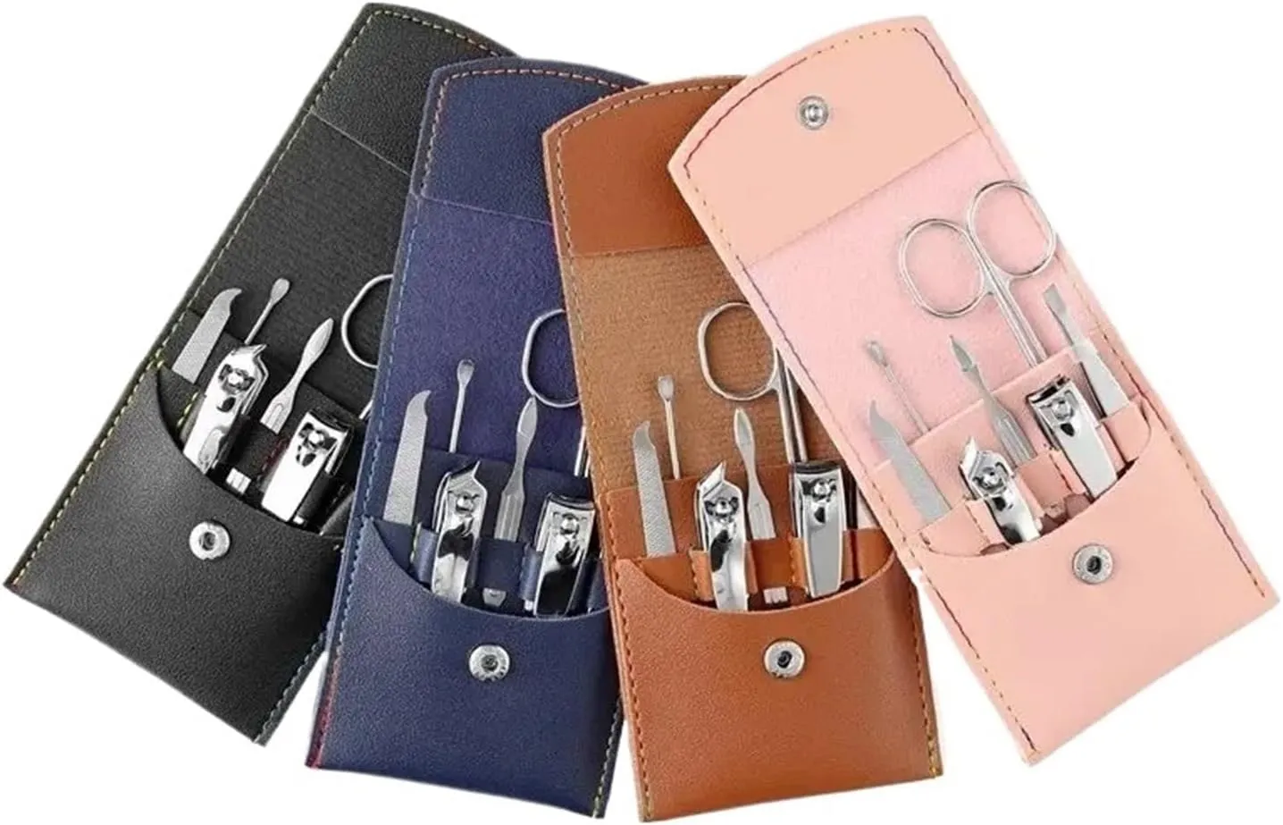 SBTRKT Beauty and Enhancement Tool Set 7 Piece Folding Bag Nail Clippers Portable Household Diagonal Ear Spoon (Color : Black)