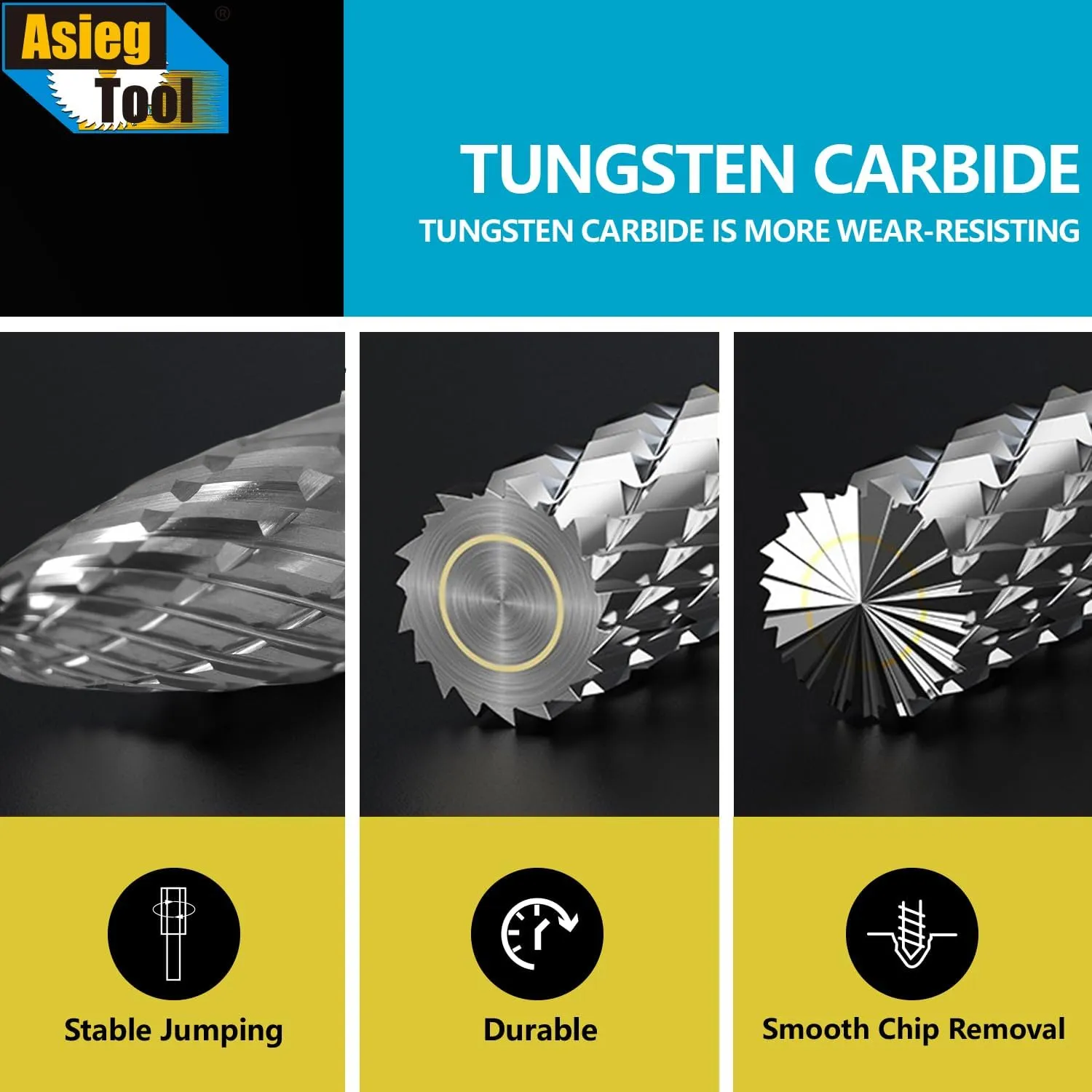 SC-5 Tungsten Carbide Burr Rotary File Cylindrical Shape with Radius End Double Cut with 1/4''Shank for Die Grinder Drill Bit - 5Pcs