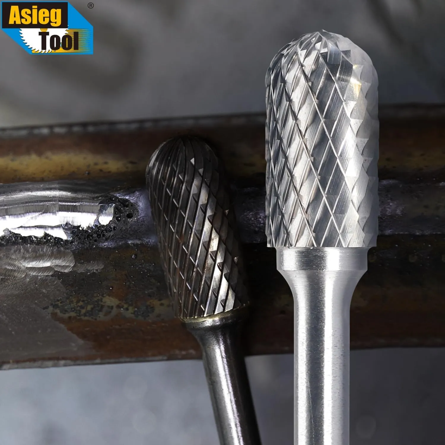 SC-5 Tungsten Carbide Burr Rotary File Cylindrical Shape with Radius End Double Cut with 1/4''Shank for Die Grinder Drill Bit - 5Pcs