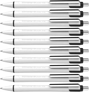 Schneider Slider Xite XB (Extra Broad) Ballpoint Pen, Refillable   Retractable, 1.4 mm, White Barrel w/Blue Accents, Black Ink, Box of 10 Pens (133201)