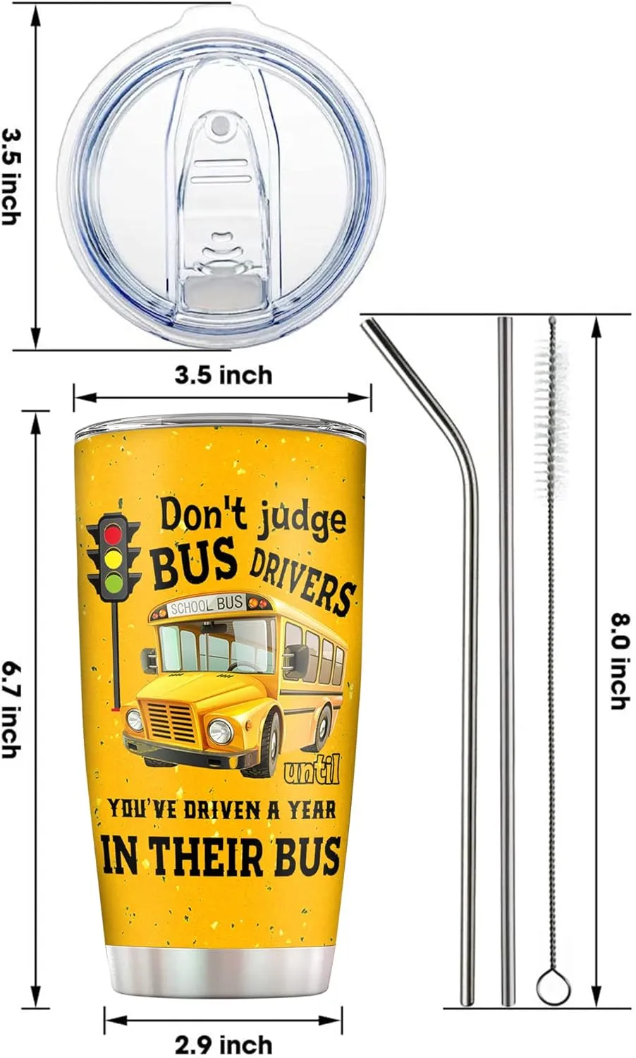 School Bus Driver Gifts, Bus Driver Gifts, 20 Oz School Bus Driver Tumbler, School Bus Cups, Back to School Bus Driver Thank You Appreciation Gifts, Bus Driver Birthday Retirement Christmas Gifts Mug