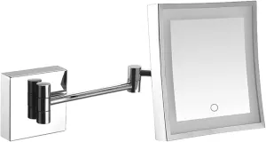 Screen Touch Dimming Makeup Mirror with Lights and 3X Magnification Square LED Wall Mounted Bathroom Vanity Mirror Rotable Extendable Shaving Mirror Gold Hardwired ( Color : Silver , Size : Plug In )