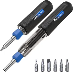 Screwdriver Multi Tool Magnetic | Multi-Bit Auto Loading Barrel Patented | Ergonomic Anti-Roll Handle With Rotating Collar | Industrial High-Grade Bits | Award Winning Design