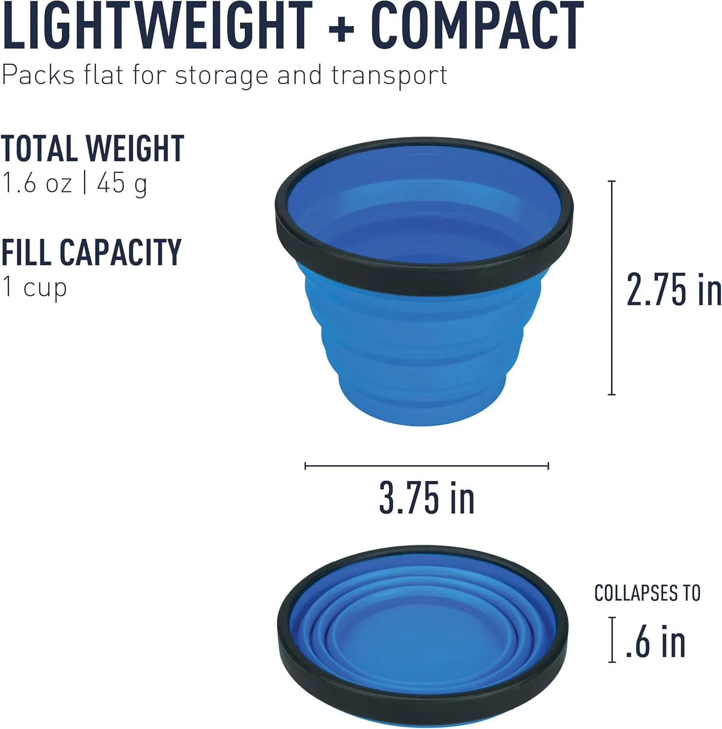Sea to Summit X-Series Collapsible Silicone Camping Drinkware, Cup (8.3 fl oz), Royal Blue