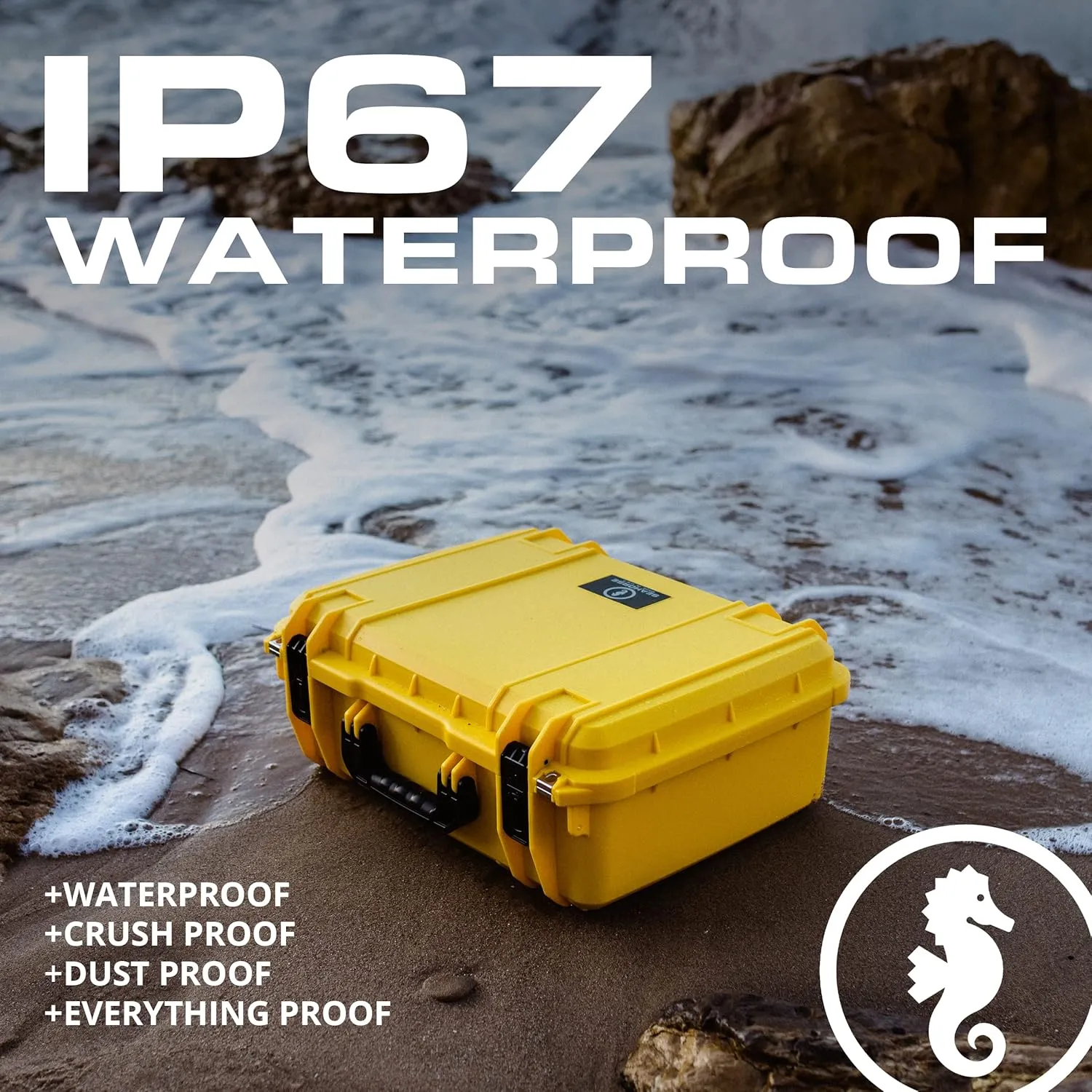 Seahorse 720 Heavy Duty Protective Dry Box Case Without Foam - TSA Approved/Mil Spec / IP67 Waterproof/USA Made for Cameras, Firearms, Motorcycles, Laptops, Consoles, VR, Drones