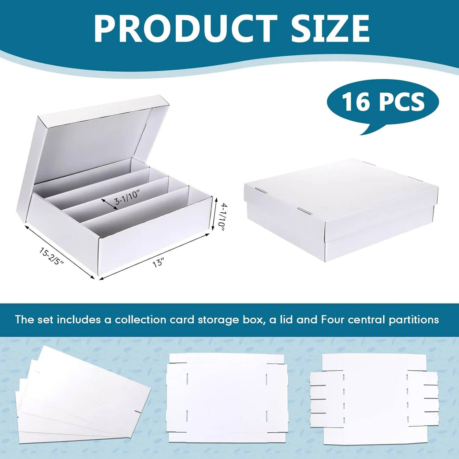 Seajan 16 Pcs 3200 Count Trading Card Storage Box Baseball Card Storage Boxes Bulk for Sports Gaming Cardboard Collecting Holder