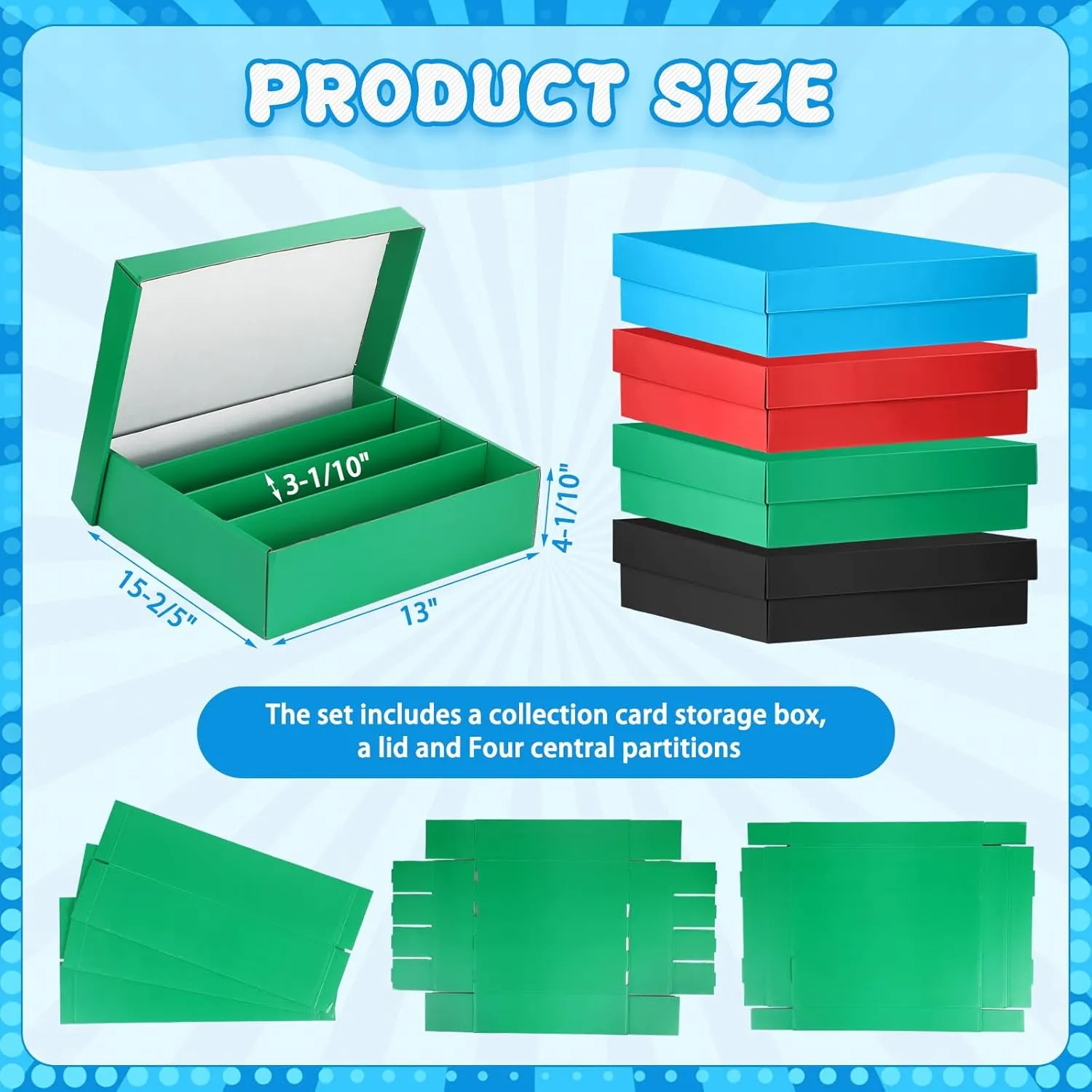 Seajan 16 Pcs 3200 Count Trading Card Storage Box Baseball Card Storage Boxes Bulk for Sports Gaming Cardboard Collecting Holder