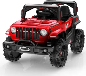 SEALIGHT 12V Kids Ride On Car Truck w/Parent Remote Control, Children Ride On Toy Toddler Electric Vehicle with Double Doors/Safety Belt/LED Lights/Music Player/Bluetooth