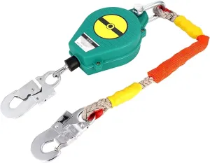 Self-Retracting Rope Lifeline Fall Arrest Block, 10m Inertia Reel Safety Lanyard, Shock Absorbing High-Altitude Fall Protection for Roofing & Construction